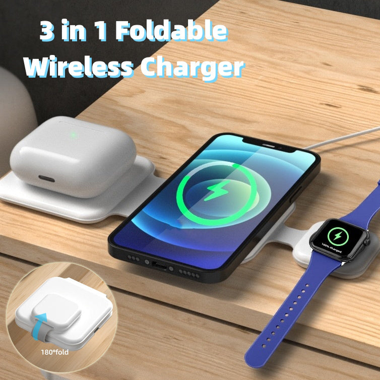 3 In 1 Magnetic Foldable Wireless Charger Charging Station