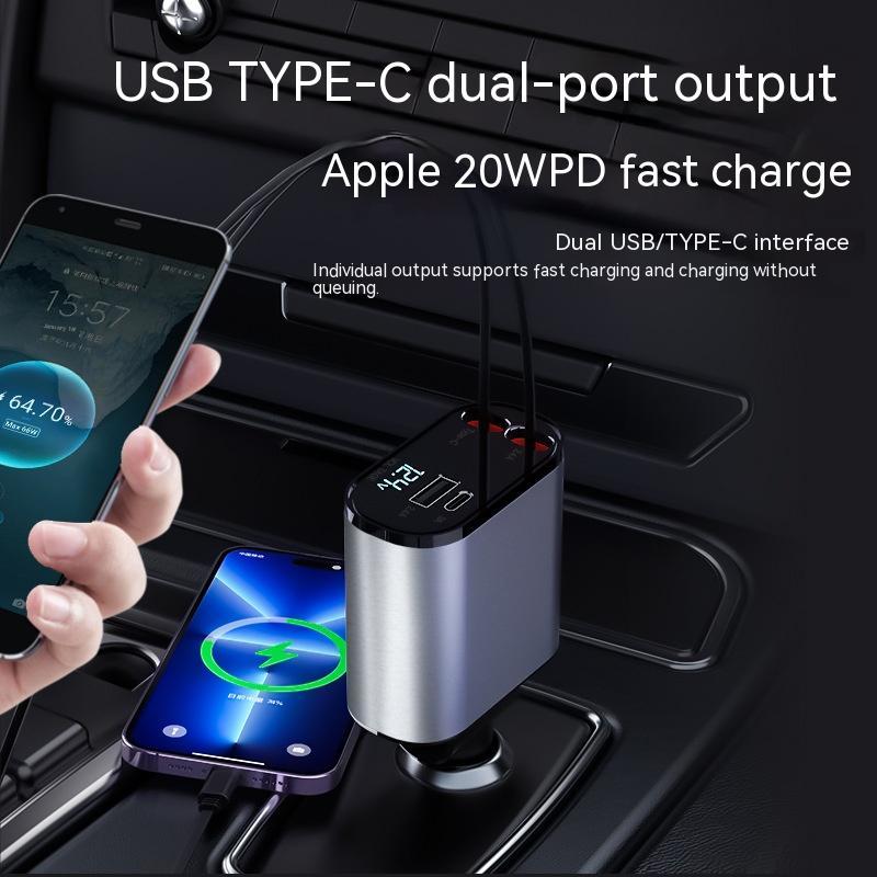 Metal Car Charger 100W Super Fast Charging Car Cigarette Lighter