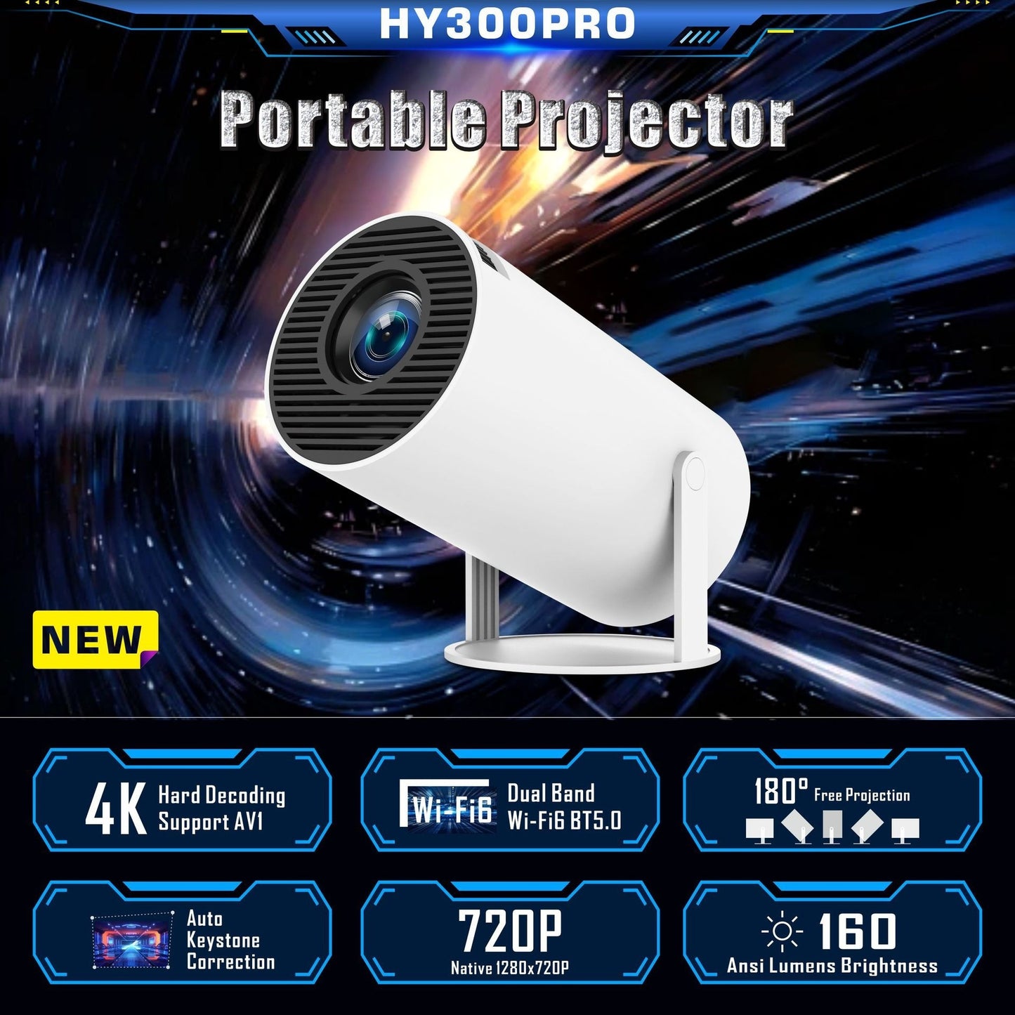 HY300 Pro Projector Home Theater Entertainment